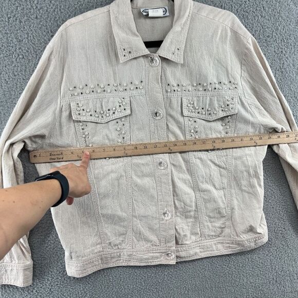 Vintage St Germain Paris Womens Shirt Size Large Rhinestone Embellished Shacket - Picture 4 of 12